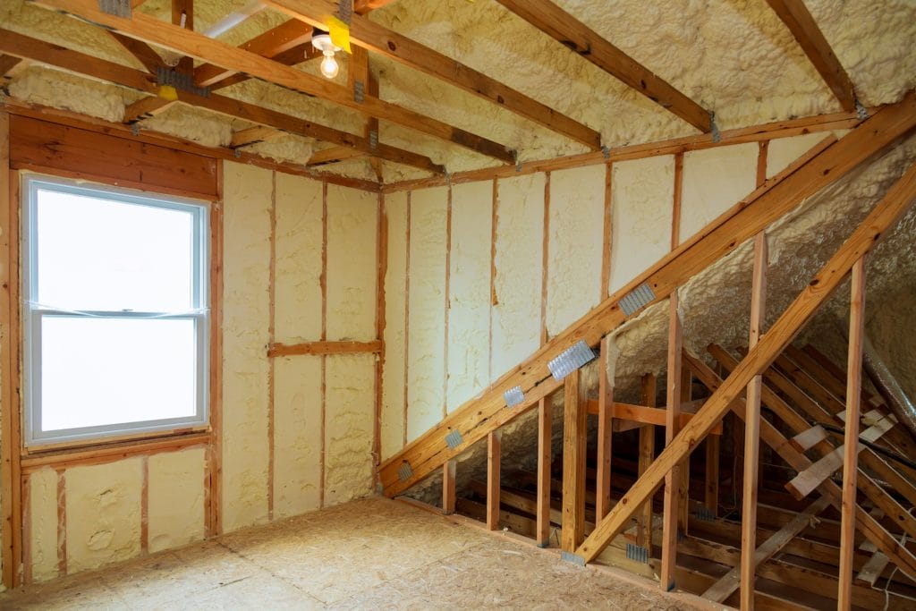 Spray foam in attic room